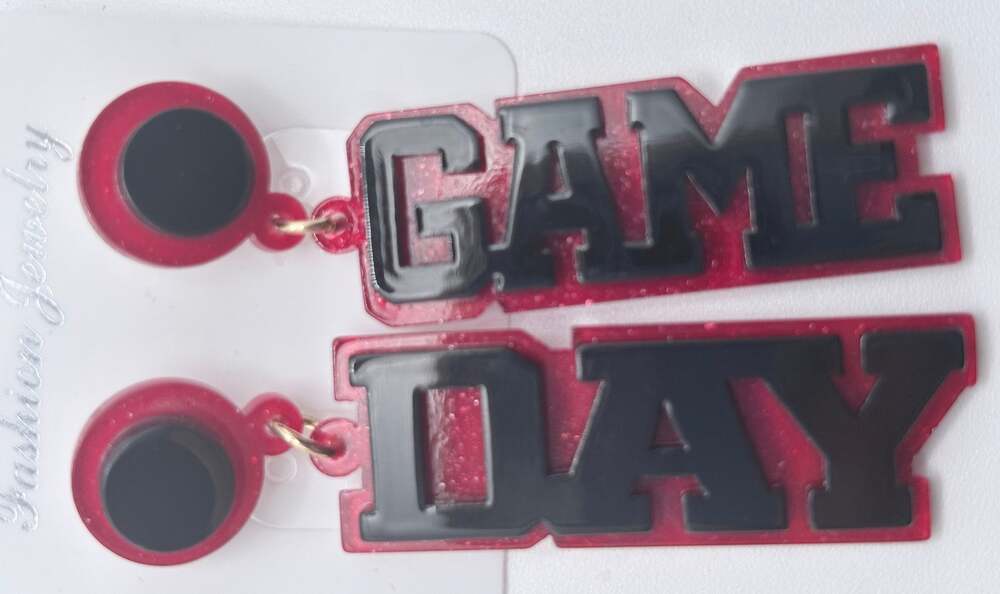 Black and Red “Game Day” Pierced Earrings